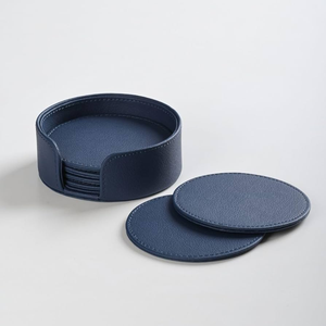 Leather coaster Mats and Coasters Restaurant Embossed PU Leather Cup Mat High Quality Promotion Gift - Product Image 5