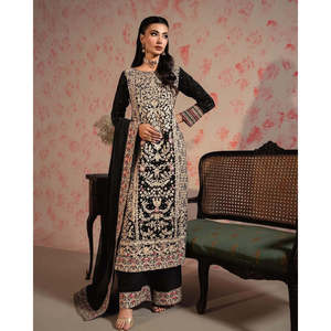 Hermoso conjunto de top y pantalón de seda con elegante dupatta para fiestas, elegante salwar kameez de seda. - Product Image 4