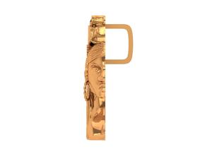 Ethnic Unisex 14k Solid Gold Hip Hop Diamond Face Pendant Charm with Braided Hair and Hoop <b>Earrings</b> for Everyday Wear - Product Image 3