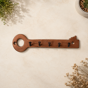 Wooden <b>Key</b> Wall Mounted Hook Rack Brown Entryway <b>Key</b> Holder <b>Organizer</b> for Home Office - Product Image 2