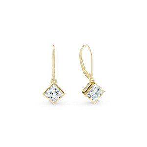 Modernos y Elegantes Pendientes de Aro Huggie con Diamantes de Laboratorio de Corte Princesa de 6mm, Color EF, VS1, Oro Rosa de 14K, Engaste en Bisel, para Uso Diario - Product Image 3