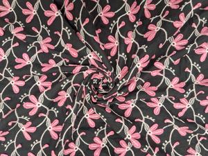 <b>Hot</b> selling <b>Combed</b> Black Cotton Woven Lightweight Breathable 3D Applique Floral Embroidered Fabric In-Stock Women's Dresses - Product Image 3