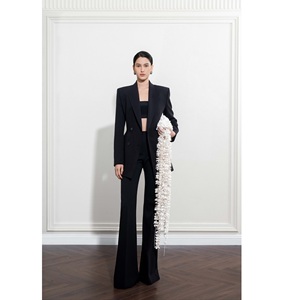 New Collection Women's <b>Blazer</b> <b>Set</b> Elegant DOUBLE-BREASTED SCULPT <b>BLAZER</b> New Relaxed-Fit Notched Collar Women's <b>Blazer</b> Suit - Product Image 3