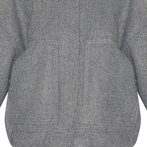 Chaqueta Bomber Gris con Aspecto de Lana, Corte Regular, Prenda Exterior de Lana Sintética, Líneas Limpias, Silueta Larga, Ropa Urbana para el Día a Día - Product Image 2