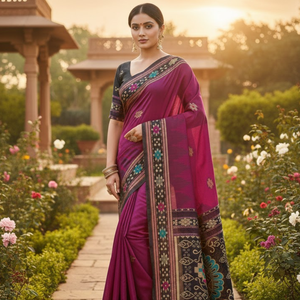 Sari de Patola Rosa Puro Tejido a Mano para Mujer, Gran Venta |   Tejido Tradicional Sin Costuras para Fiestas, Colección Étnica, Precio al por Mayor - Product Image 2