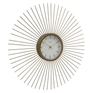 Elegant Sunburst <b>Metal</b> Wall <b>Clock</b> Round Analog Quartz Design Mid Century Modern Style for Study Room Decor At Best Price - Product Image 5