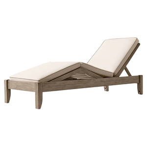 Chaise longue de relaxation extérieure pour piscine, en teck, avec dossier réglable, style moderne - Product Image 3