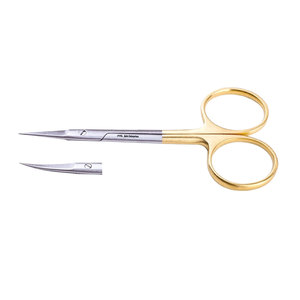 Tijeras Quirúrgicas para Iris, Instrumento de Corte Manual Profesional de Precisión con Mango Dorado, Certificado CE, Reutilizables, de Acero Inoxidable - Product Image 1