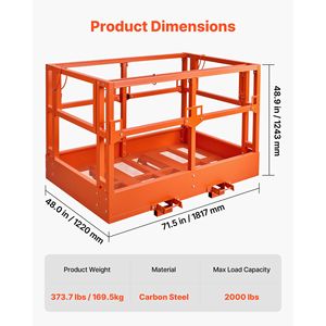 Plateforme de travail en maille pour chariot télescopique, panier de sécurité 48 x 73,9 pouces, capacité 2000 lb, accessoire pour chariot élévateur - Product Image 2
