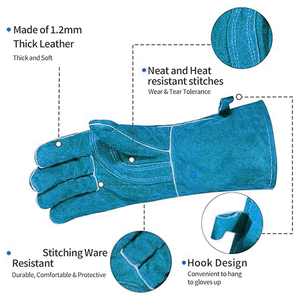 Guantes de Soldadura de Cuero Vacuno Resistentes para Trabajo Industrial de Construcción, Protección Contra Impactos, Cómodos Guantes de Trabajo para Soldador - Product Image 3
