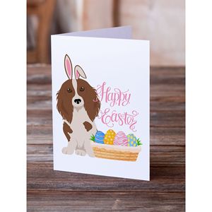 Whimsical A7 Tamaño 5x7 Tarjetas de felicitación de Pascua Paquete de 8 Longhair Red Pedbald Dachshund Design Tarjetas de notas en blanco con sobres - Product Image 2