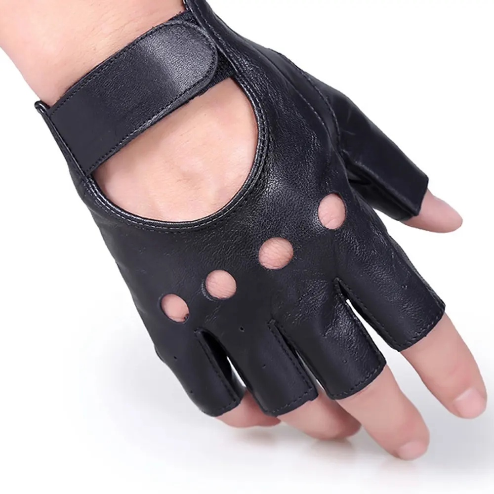 Gants demi-doigt en cuir de chèvre pour hommes, accessoires de conduite de haute qualité, excellente qualité, livraison gratuite