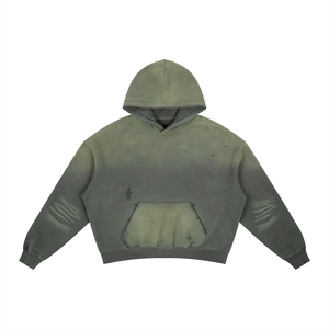 Sweat-shirt à capuche décontracté pour homme en coton molletonné uni, style vintage, épaules tombantes, effet délavé soleil - Product Image 6