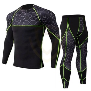 Customized Logo Fitted Compression Men's Fitness Suits / Wholesale Men Exercise Workout Compression Suits - Product Image 1