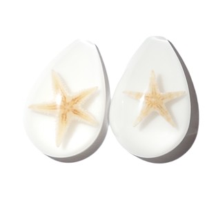 Starfish Real Specimen Plastic Cabochon Pear Shape Cut <b>Top</b> 33x22 mm White Flat Bottom for Crafts and Jewelry Making - Product Image 1