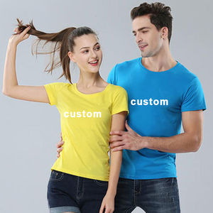 Camiseta Unisex al por Mayor, Manga Corta, Logotipo Personalizado, Publicitaria, de Trabajo, para Mujer, Color Sólido, Poliéster y Algodón - Product Image 2