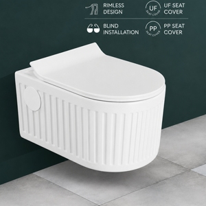 WC suspendu sans bride PARKER-X, monobloc en céramique, design allongé et minimaliste, réservoir encastré, chasse d'eau à siphon, écologique, siphon en P - Product Image 3