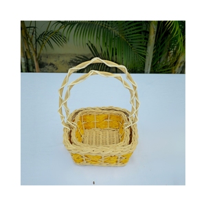 Eco-friendly <b>Square</b> Rattan & Bamboo Woven <b>Basket</b> Multi-purpose Decor for Flowers Fruits Eggs and Accessories - Product Image 3