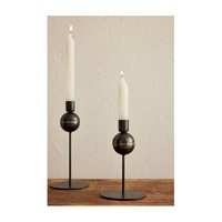 Ensemble de bougeoirs coniques or et noir, élégants supports à bougies en métal à tige bulle, minimalistes, multi-hauteurs, centre de table pour salle à manger