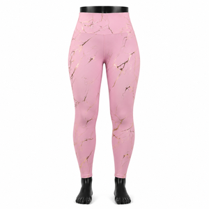 Pink Gold Paisley Print Twist <b>Mesh</b> High Waist Full Length Yoga Leggings Seamless Elastic Waist Women's Fitness <b>Pants</b> - Product Image 1