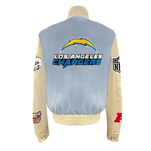 Veste universitaire en laine et cuir Los Angeles Chargers bleu ciel - Product Image 2