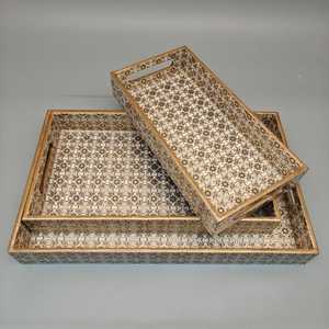 Bandeja de madera de lujo con estampado de esmalte Meena, plato decorativo tradicional para servir, adorno para el hogar con acabado de diseño. - Product Image 6