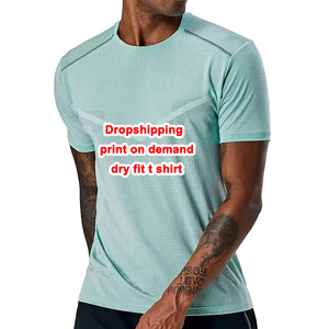 Camiseta Deportiva de Manga Corta para Hombre, de Secado Rápido, Transpirable, Lisa, Cuello Redondo, Corte Ajustado, Tejida, 100% Algodón, 320g, Deportiva y Activa - Product Image 4