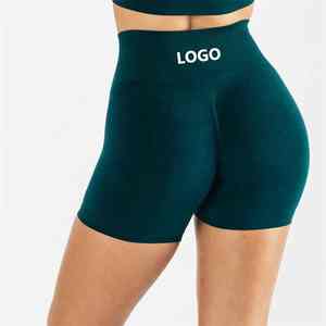 Shorts de sport taille haute pour femmes avec logo personnalisé, shorts d'entraînement anti-transpiration pour le fitness, le yoga et l'entraînement - Product Image 3