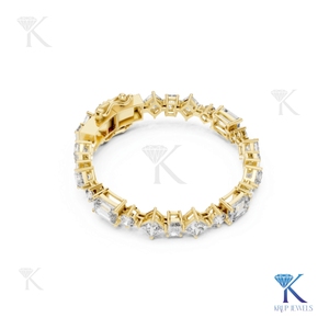 Luxury Alternating Cut Diamond Bracelet Emerald Princess Round 14K 18K <b>Solid</b> <b>Gold</b> Fine Women Jewelry Manufacturer Wholesale - Product Image 5