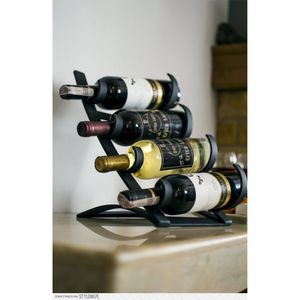 Modern Black Metal Wine Rack Geometric 6 Bottle <b>Tabletop</b> Wine Holder Stackable Countertop Wine <b>Storage</b> Organizer for Home Decor - Product Image 6