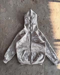 Custom 3d Puff Print Boxy Zip up 500gsm Heavyweight Hoodie for Men - Product Image 1