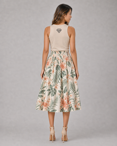 Women Hawaiian Beach Floral Maxi <b>Skirt</b> Tropical Island Autumn Vacation Casual Lightweight Breathable Flowy Natural Wholesale - Product Image 2