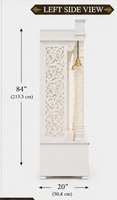 Temple blanc brillant avec un design de plumes de paon, tiroirs de rangement, mandir traditionnel pour la maison, éclairage LED, meubles de salon, USA