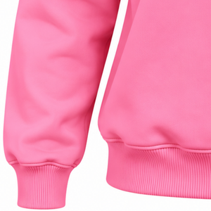 Sudadera Moderna AKA Pink con Cuello Alto para Mujer, Diseño Personalizado con Gráficos de Perlas y Letras, Corte Holgado, Casual, Manga Larga - Product Image 3