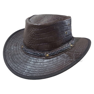 Crushable Leather <b>Hats</b> Packable Wide Brim Australian Cowboy Style Braided Band Private Label Adult Unisex Winter Travel <b>Hats</b> - Product Image 1