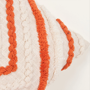 Hand Tufted Texture Boho Ivory and Orange Cushion Cover Handmade <b>Decorative</b> <b>Pillow</b> Case for Sofa Bedroom Living Room Home Decor - Product Image 3