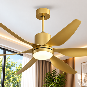 Ventilador de techo WINDBROOK de 56 pulgadas, color dorado, con luz, motor DC, 5 aspas y control remoto - Product Image 2