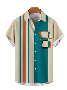 เสื้อพิมพ์ลายกราฟิกแนวเรขาคณิตของผู้ชายเสื้อมีกระดุมสำหรับฤดูร้อนเสื้อลำลองแขนสั้นแฟชั่นฤดูร้อน - Product Image 4