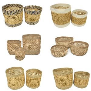 Cestas de Almacenamiento SERIE CRUX, Cesta de Jacinto de Agua y Algas Marinas, Organizador para Sala de Estar, Baño y Hogar - Product Image 1
