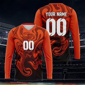 T-shirt à manches longues pour homme adulte, design tendance, entièrement sublimé, col en V, taille plus, séchage rapide, respirant, 100% polyester - Product Image 2