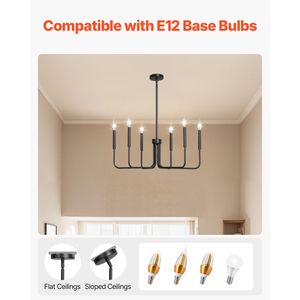 Lampadario Moderno Nero Stile Fattoria a 6 Luci con Altezza Regolabile per Sala da Pranzo e Cucina - Product Image 5