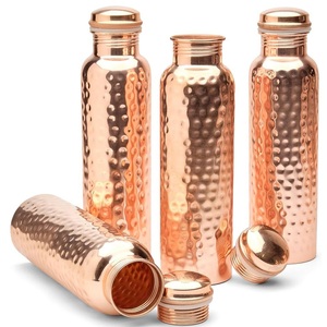 Onyx Black Hexagon Dimpled Solid Copper Water <b>Flask</b> Modern Geometric Dual-Tone Surface Metallic Hydration Vessel - Product Image 3