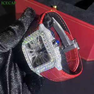 Montre à quartz pour homme au style épuré, entièrement sertie de diamants Moissanite, montre-bracelet tendance pour homme - Product Image 3