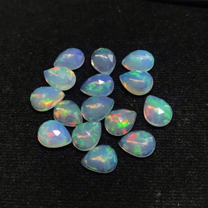 Opale éthiopienne naturelle AAA de 3 mm et 5 mm, taille poire à facettes roses, cabochon plat, qualité supérieure, jeu de couleurs sur l'opale de feu, pierre précieuse en vrac pour bijoux - Product Image 1