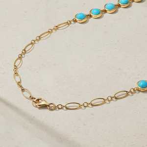 Collier pendentif turquoise bleu en argent sterling 925 plaqué or 14 carats, bijou délicat avec charme en pierre précieuse, cadeau - Product Image 2