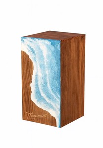 Urne funéraire artisanale en bois de rose avec résine rose : Boîte commémorative - Product Image 4