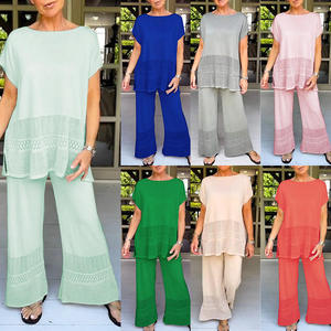 Offre Spéciale Été – Ensemble Short Deux Pièces Décontracté pour Femme, Couleur Unie, Respirant, Écologique, en Polyester Tricoté, Coupe Droite, Élastique - Product Image 6