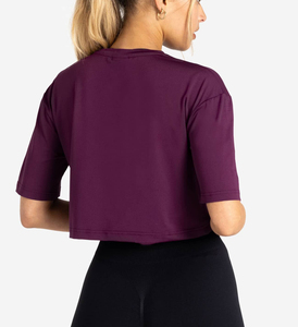 Camiseta Deportiva de Mujer, Corte Asimétrico, Manga Corta, Cuello Redondo, Tejido de Punto, Spandex, Poliéster, Secado Rápido, Ajuste Holgado, Color Sólido - Product Image 2