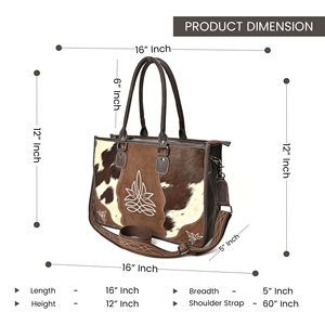 Western Cowhide Leather Tote Bag for Women Genuine Hair On Hide Handbag with Adjustable <b>Shoulder</b> <b>Strap</b> - Product Image 3