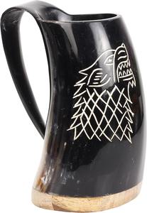 Taza ecológica de cuerno de búfalo pulido con asa, hecha a mano, estilo vikingo, para beber cerveza en bares, disponible para la venta. - Product Image 4